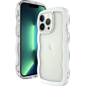 Pouzdro na mobilní telefon Silikonový kryt s pevnými vlnitými okraji pro iPhone 14 Barva: Bílá