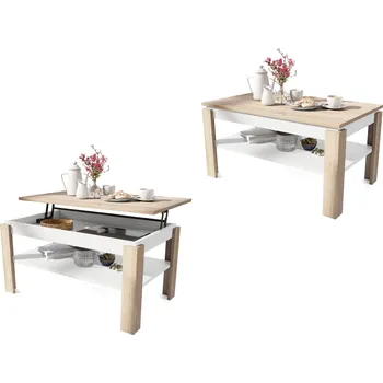 Konferenční stolek ASTI-P Dub Sonoma/Bílý Mat - MODERNÍ KONFERENČNÍ STOLEK SE ZVEDACÍ DESKOU 0