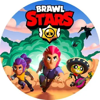 Jedlý papír na dort kulatý 19,5 cm, Brawl Stars