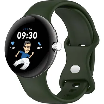 Příslušenství k chytrým hodinkám eses Silikonový řemínek pro Google Pixel Watch 1, 2 - Tmavě zelený, velikost S