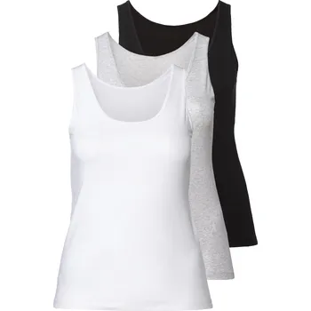 esmara® Dámské tílko XXL, 3 kusy (3XL(56/58), černá / světle šedá / bílá)