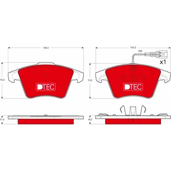 Brzdová destička Sada brzdových destiček, kotoučová brzda TRW GDB1556DTE