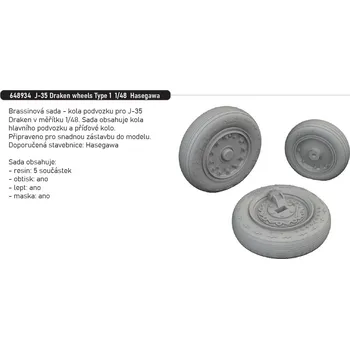 Plastikový model Eduard 1/48 J-35 Draken wheels Type 1 (HASEGAWA)