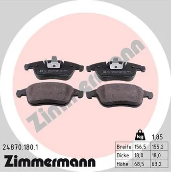 Brzdový systém Sada brzdových destiček, kotoučová brzda ZIMMERMANN 24870.180.1