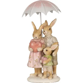 Bytová dekorace Dekorace rodinka králíci pod deštníkem - 9*9*19 cm