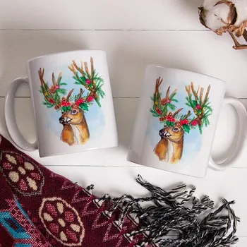 Hrnek Vánoční Jelen - Žlutá