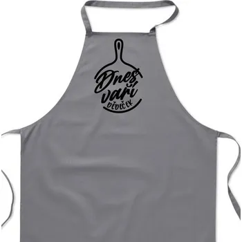 Kuchyňská zástěra Zástěra šedá - Dnes vaří dědeček