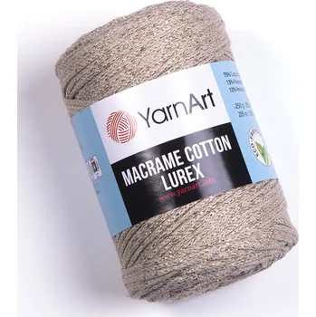 YarnArt Macrame Cotton Lurex 735 - béžová se zlatou nitkou