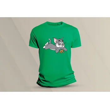 Chlapecké oblečení Dětské bavlněné tričko Tom a Jerry 2. velikost 152 (12-13 let) Zelená