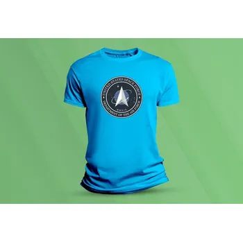 Chlapecké tričko Dětské bavlněné tričko Vesmírné síly USA. velikost 128 Azurová