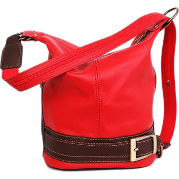 Kabelka ITALSKÉ Kvalitní dámské kožené kabelky crossbody červené Alena