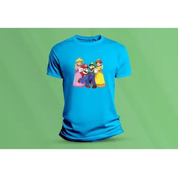 Dětské bavlněné tričko Super Mario 9. velikost 104 Azurová