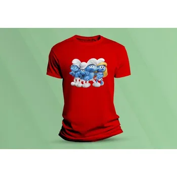 Dětské bavlněné tričko Šmoulové 2. Červená velikost 116 (5-6 let)