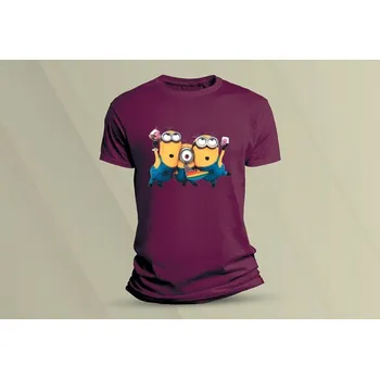 Dětské bavlněné tričko Mimoni. velikost 152 (12-13 let) Vínová