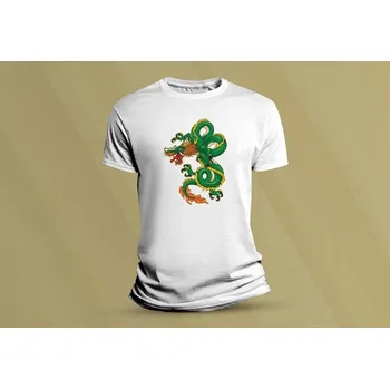 Dětské bavlněné tričko Čínský drak 3. Bílá velikost 116 (5-6 let)