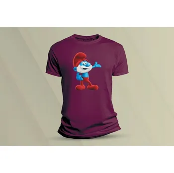 Dětské bavlněné tričko Taťka Šmoula. velikost 104 Vínová