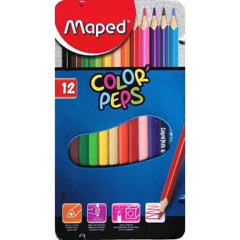Výtvárné potřeby MAPED Pastelky trojhranné Color'Peps 12ks v plechové krabičce