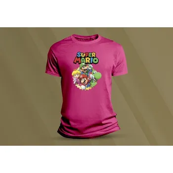 Chlapecké tričko Dětské bavlněné tričko Super Mario. velikost 104 Fuchsia