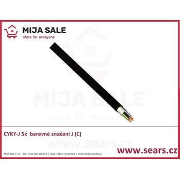 elektrický kabel CYKY-J 5x4 (C) Kabel CYKY 5x4,0 mm2 - barevné značení J (C)