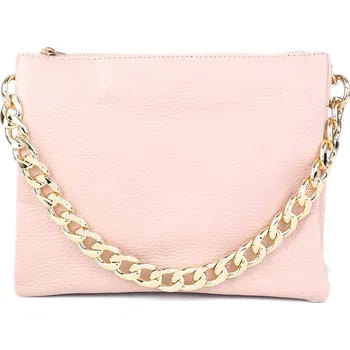 Kabelka ITALSKÉ Dámské kožené kabelky na párty Petra střední růžové