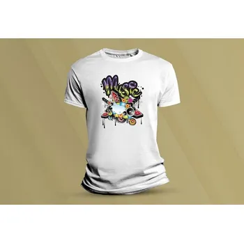 Chlapecké tričko Dětské bavlněné tričko Music 3. Bílá velikost 128 (7-8 let)