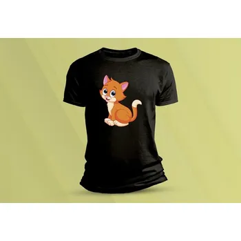 Dětské bavlněné tričko Kočička 8. Černá velikost 104 (3-4 roky)