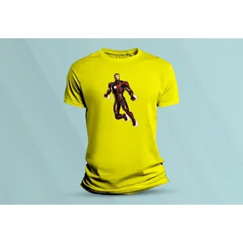 Dětská móda Dětské bavlněné tričko Iron Man. Žlutá velikost 128 (7-8 let)