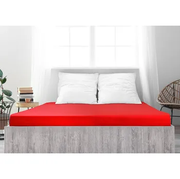 Prostěradlo B.E.S. - Petrovice, s.r.o. Prostěradlo Jersey česaná bavlna MAKO - Červená Rozměr: 90 x 200