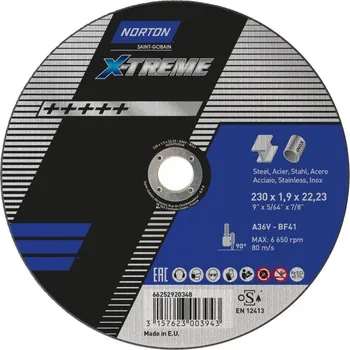 Řezný kotouč NORTON-CLIPPER Ultra tenké řezání Kotouč pro kov, inox 230x1.9x22.23mm pro Úhlová bruska Norton X-TREME