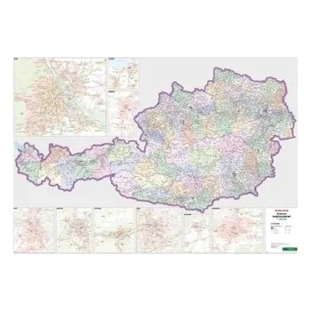 Freytag & Berndt Poster Österreich, Postleitzahlen, ohne Metallstäbe. Austrian Post Codes