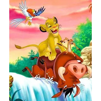 Diamantové malování Disney Diamantové malování - motivy z oblíbené pohádky "Lví král" - hranaté diamanty I Rozměry: 30 x 40 cm, Varianta: E