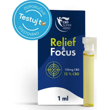 CBD Relief & Focus vzorek 15% CBD olej full spectrum, 150 mg CBD, 1 ml