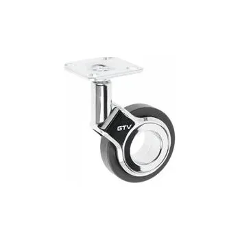 Nábytkové kování GTV Nábytkové kolečko GIRA, V=94 mm, prům60 mm, bez brzdy, plast + ocel, černá + chrom