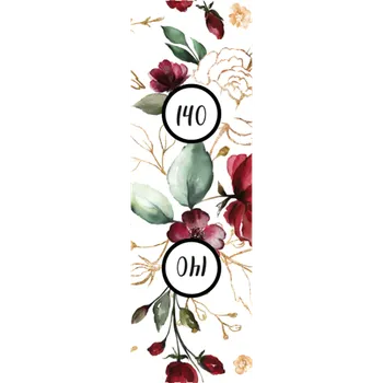 Velikostní štítek na oblečení set 10ks - Zlaté květiny bílé 140