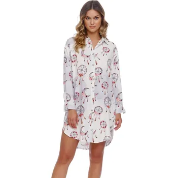 Dámské noční prádlo Dámská noční košile TM.4339 Ecru s potiskem - Doctor nap ecru s potiskem L