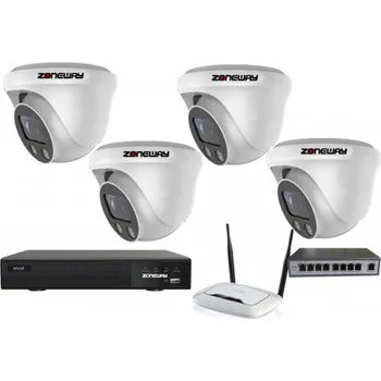 Kompletní kamerový systém 5MPx ZOOM kamerový IP POE set - 4x NC961, POE switch 4 plus 1, NVR | ZONEWAY 4-NC961-3016