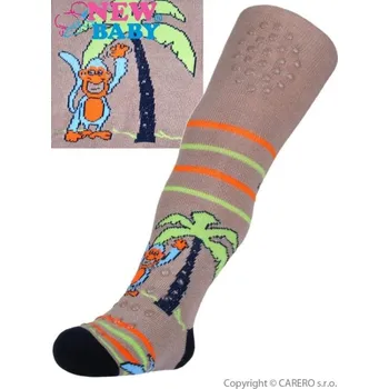 Punčocháče dětské bavlna s 3x ABS - OPIČKA hnědé - vel.104-110