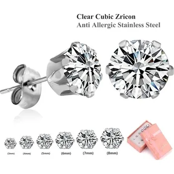 Náušnice Zirkonové náušnice Luxusteel | sada 6 párů - bílé stříbro