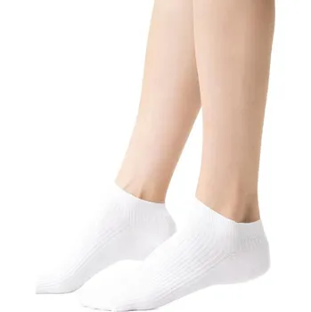 Dámské ponožky Bílé kotníkové žebrované dámské ponožky Art.137 MN001, WHITE Velikost: 35/37