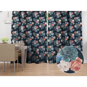 ubrus Dekorační závěs TF-060 Modré a červené růže na tmavě modrém 140x140 cm