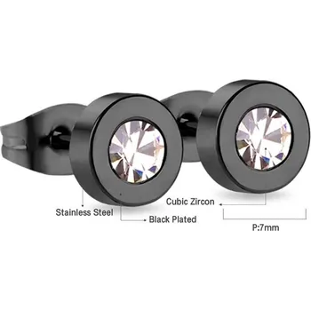 Náušnice Luxusní nerezové náušnice s kamínky - Push-back-200003766