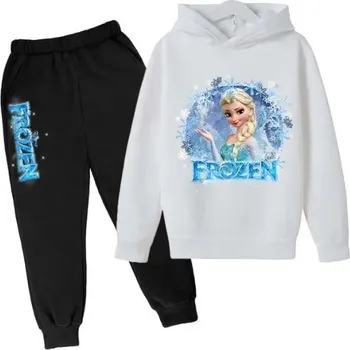 Frozen (Ledové království) Dětská tepláková souprava - Elsa Frozen (černé tepláky) Barva: Bílá, Velikost: 140/9-10 let