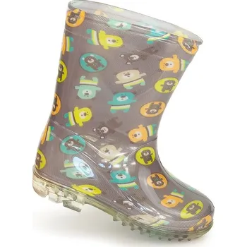 Dívčí holínky Pidilidi dětské holínky PVC - potisk zvířátka, Pidilidi, PL0042-18, hnědá 2023 Velikost: 30