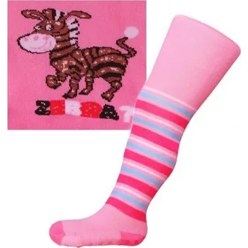 Punčocháče dětské bavlna s ABS - ZEBRA růžové - vel.80-86