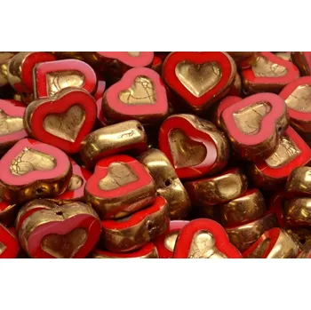 Korálek Ploškované korálky srdce 14x12mm č. 207