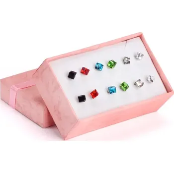 Náušnice Barevné náušnice s krystaly | 6 párů - 4 mm