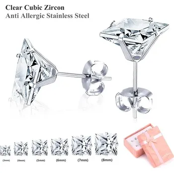 Náušnice Zirkonové náušnice Luxusteel | sada 6 párů - bílé stříbro 2