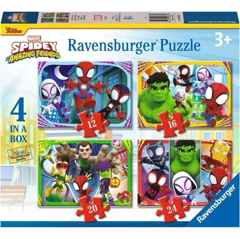 Puzzle RAVENSBURGER Puzzle Spidey a jeho úžasní přátelé 4v1 (12, 16, 20, 24 dílků)