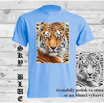 Pánské tričko panske-bavlnene_tricko_uv_potisk_hlava_tygr Barva: Sky blue - nebesky modrá, velikost: 5XL