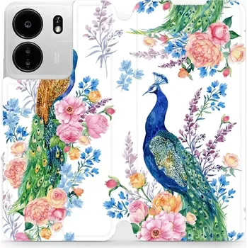 Pouzdro na mobilní telefon Flipové pouzdro Mobiwear - Xiaomi Poco C65 - MX08S Pávi (Knížkové flip pouzdro, obal, kryt na mobil Xiaomi Poco C65 - MX08S Pávi, materiál Umělá kůže + TPU - ochrana 360°, stojánek, silikonová vanička, magnetické zavírání)